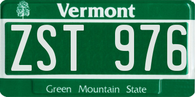 VT license plate ZST976