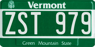 VT license plate ZST979