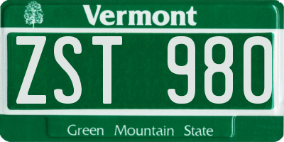 VT license plate ZST980