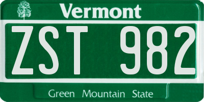 VT license plate ZST982