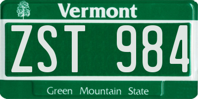 VT license plate ZST984
