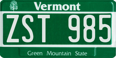 VT license plate ZST985