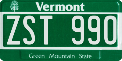 VT license plate ZST990