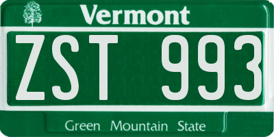 VT license plate ZST993