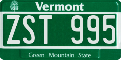 VT license plate ZST995