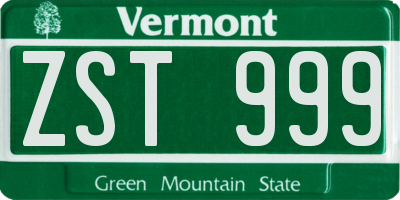 VT license plate ZST999