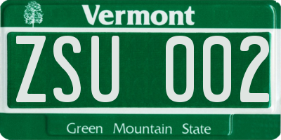 VT license plate ZSU002