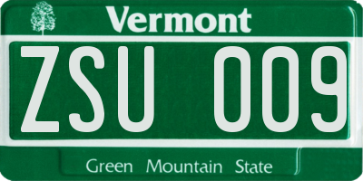 VT license plate ZSU009