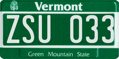 VT license plate ZSU033