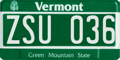 VT license plate ZSU036