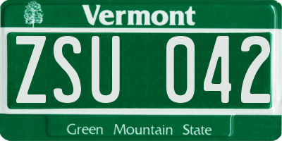 VT license plate ZSU042