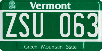VT license plate ZSU063