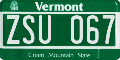 VT license plate ZSU067