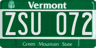 VT license plate ZSU072