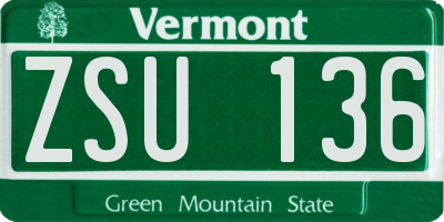 VT license plate ZSU136