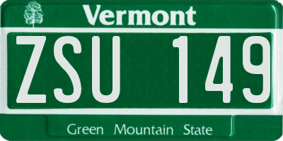VT license plate ZSU149