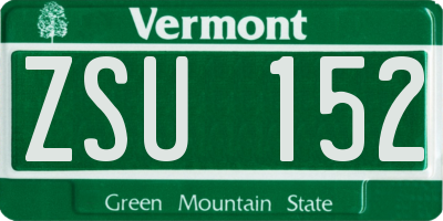 VT license plate ZSU152