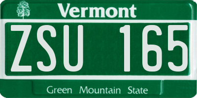VT license plate ZSU165