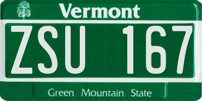 VT license plate ZSU167