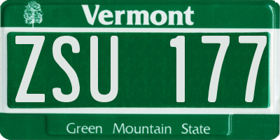 VT license plate ZSU177
