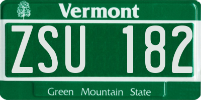 VT license plate ZSU182