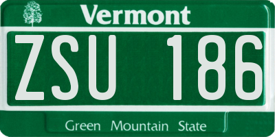 VT license plate ZSU186