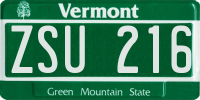 VT license plate ZSU216