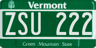 VT license plate ZSU222