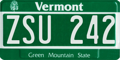 VT license plate ZSU242