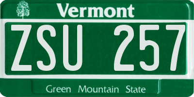 VT license plate ZSU257