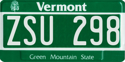 VT license plate ZSU298