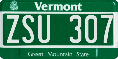 VT license plate ZSU307