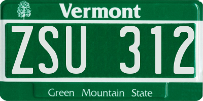 VT license plate ZSU312