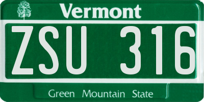 VT license plate ZSU316