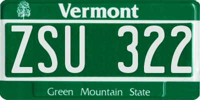 VT license plate ZSU322