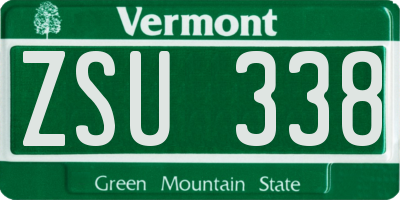 VT license plate ZSU338