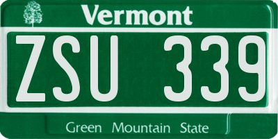 VT license plate ZSU339