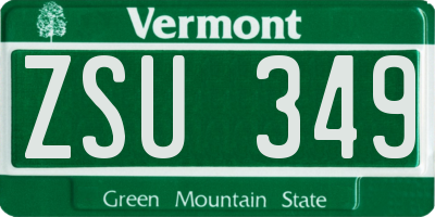 VT license plate ZSU349