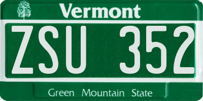 VT license plate ZSU352