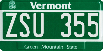 VT license plate ZSU355
