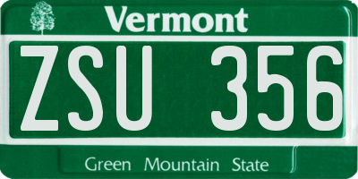 VT license plate ZSU356