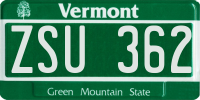 VT license plate ZSU362