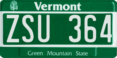 VT license plate ZSU364