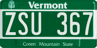 VT license plate ZSU367
