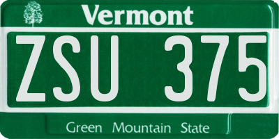 VT license plate ZSU375