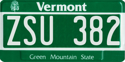 VT license plate ZSU382