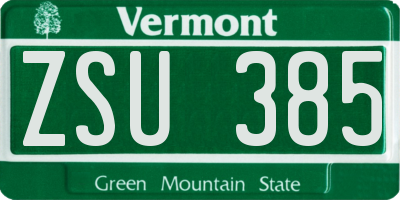VT license plate ZSU385