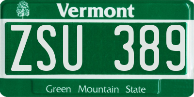 VT license plate ZSU389