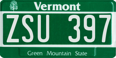 VT license plate ZSU397