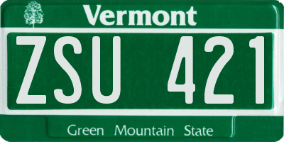VT license plate ZSU421